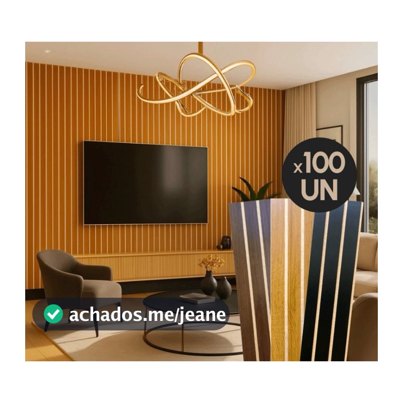 Kit até 100 Placas Ripadas MDF 45×11cm Painel Decorativo Revestimento de Parede Autocolante Premium