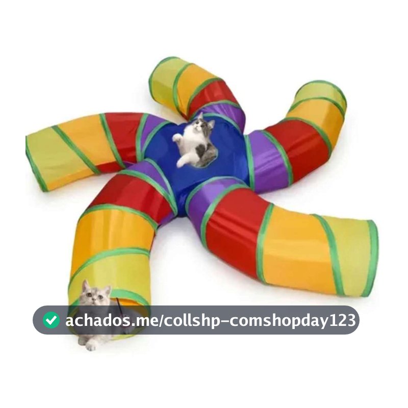 Túnel Dobrável para Gatos em T | Brinquedo com 3 Saídas e Janela, Diversão Felina