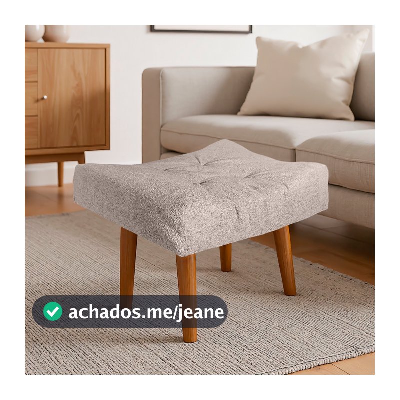 Puff Decorativo Suede Veludo com Pés Palito Madeira • Resistente até 150kg • Confortável e Moderno