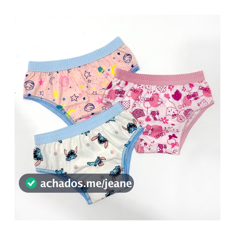 Kit 10 Calcinhas Íntimas Infantis Estampadas em Algodão Puro