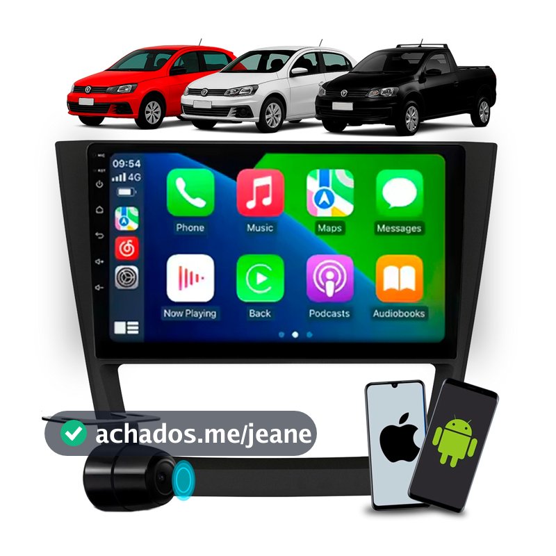 Multimídia 9 Polegadas Gol G6 Saveiro G6 Voyage G6 Com Carplay Android Auto Bluetooth Câmera de Ré e Moldura
