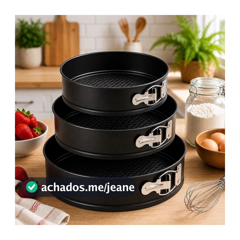 Jogo 3 Peças Forma de Bolo Torta com Fundo Removivel Redonda Lorben