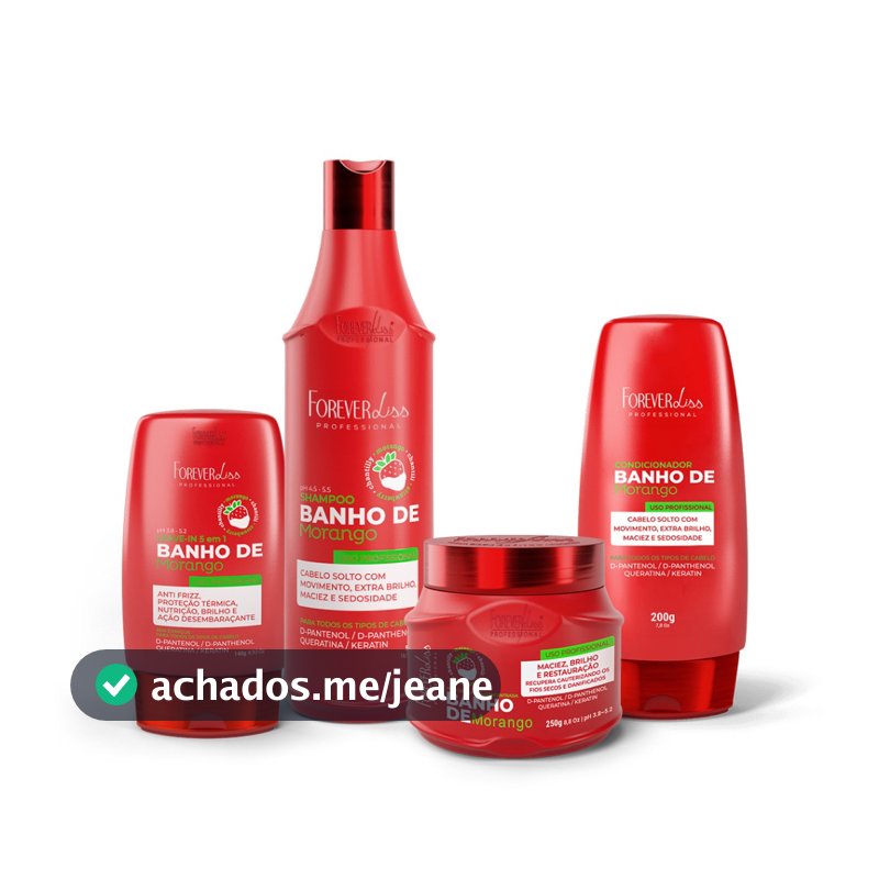 Kit Banho de Verniz Morango Completo Forever Liss