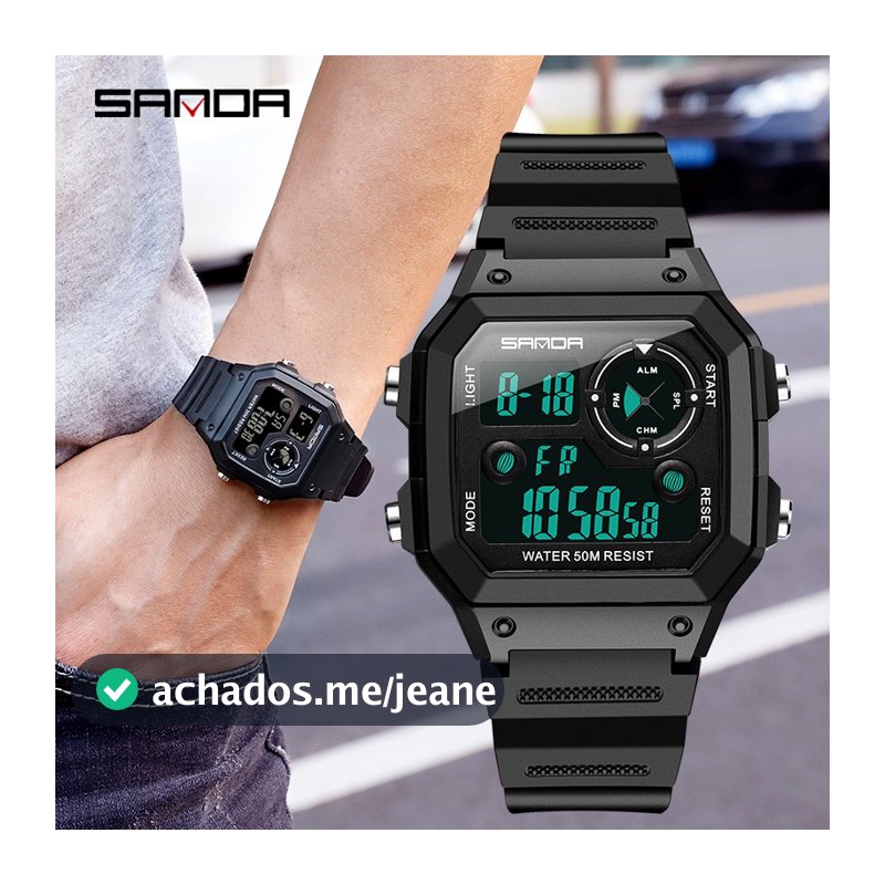SANDA Relógio Masculino LED De Moda Para Corrida Esportiva Digital Relógio à Prova D'água 418