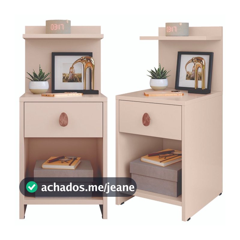 Kit 2 Mesa de Cabeceira com Gaveta e Prateleira Criado Quarto Mudo Box Boss Varias Cores Luxo
