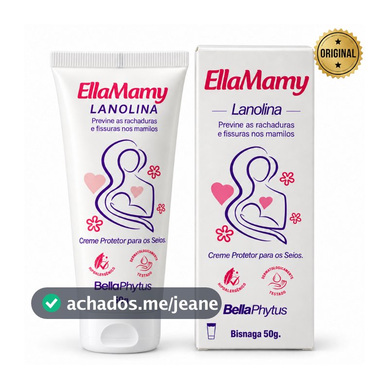 Lanolina EllaMamy 50g Creme Amamentação Protege Seios e Previne Rachaduras nos Mamilos