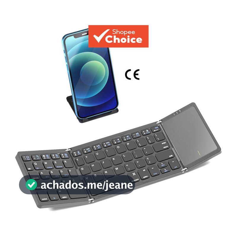 Teclado Bluetooth dobrável com touchpad / teclado numérico - Teclado portátil sem fio recarregável, tamanho completo,
