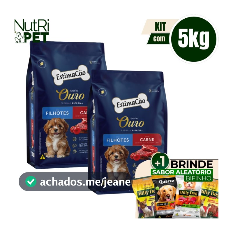 Ração Cães Estimacão Ouro Filhotes 5KG