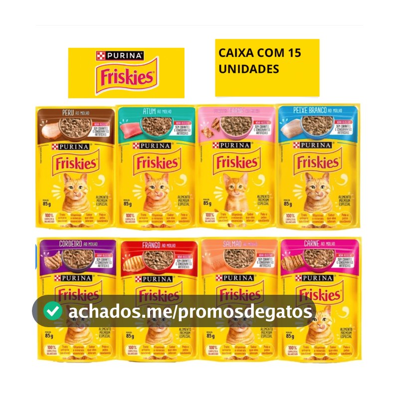 Sachê Friskies para Gatos – Kit com 15 Unidades – envio imediato