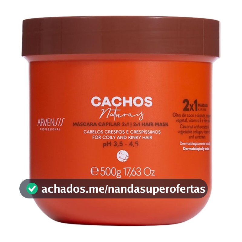 Arvensis Máscara Capilar 2x1 Cachos Naturais Cabelos Crespos E Crespíssimos 500g