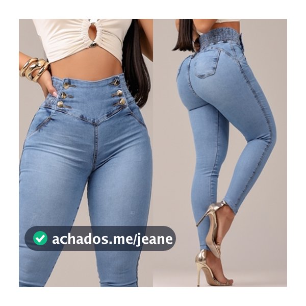 Calça jeans Feminina Cós Elastico 6 Botões Levanta Bumbum Aperta Barriga Modela Barata Laycr Premium
