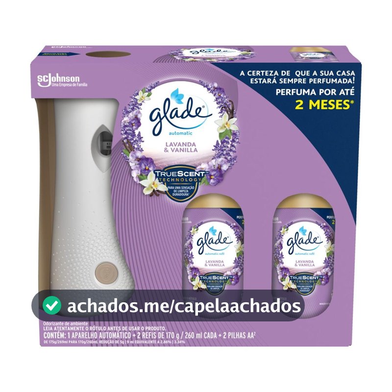Odorizador de Ambiente Glade Automatic + 2 Refis Lavanda e Vanilla 260ml