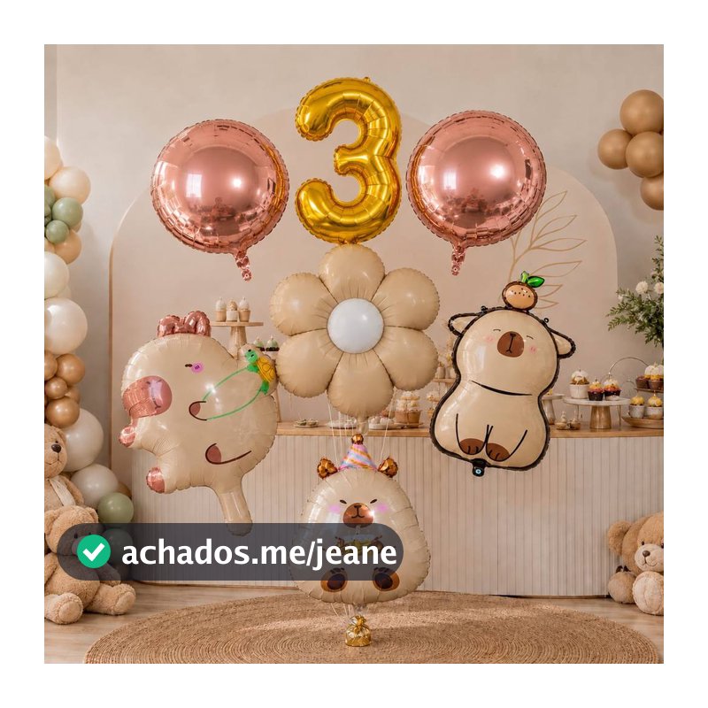 Kit Decoração Balões Capivara e Número Aniversario Festa
