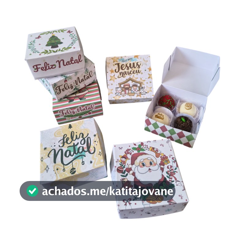 Caixas para 4 doces, trufas, sabonetes, lembranças natal, lembrancinha de natal