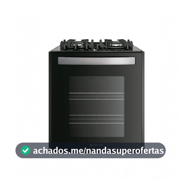 Fogão de Embutir a Gás Atlas Utop 4 Bocas 60l Preto Bivolt