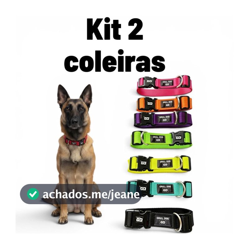 Kit 2 coleiras para cachorro regulável resistente ajustável do porte pequeno ao grande