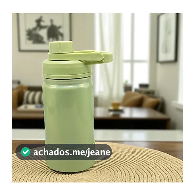 Garrafa De Água Térmica 350ml Inox Moderna Brilhosa Com Silicone
