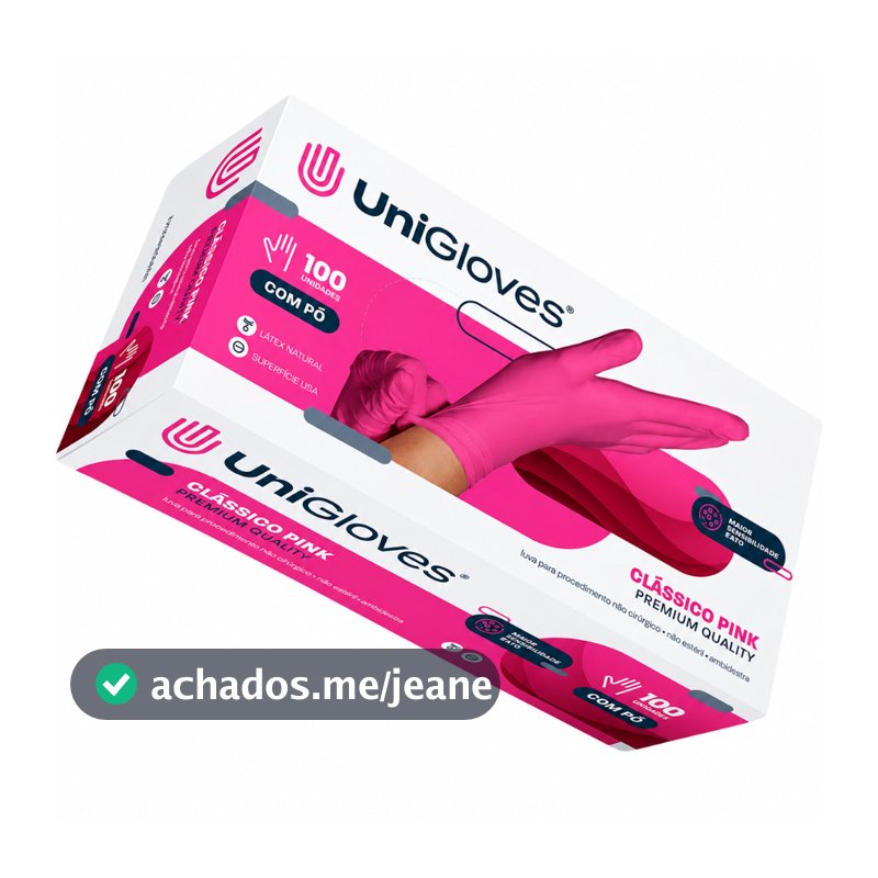 Luva De Procedimento Com Pó Premium Pink Com 100 Unidades UniGloves