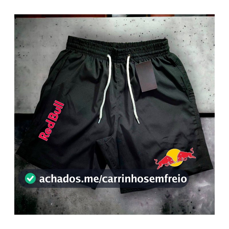 Bermuda Tactel RED BULL 02 Short Praia Mauricinho Esportivo Treino Academia Masculino