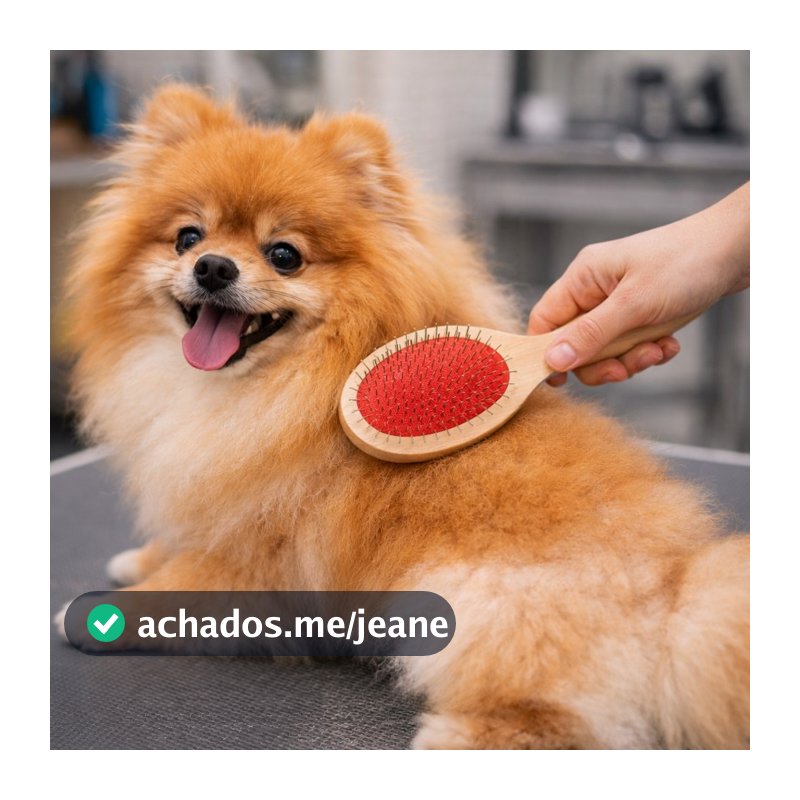 Escova Pet Sem Bolinha Cachorro Pelo Longo 5x8 cm De Madeira