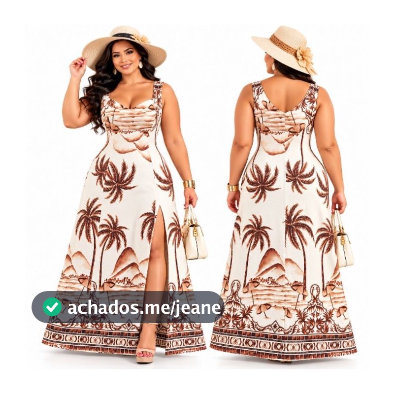 vestido Feminino longo plus size estampado com fenda elegante em tendencia