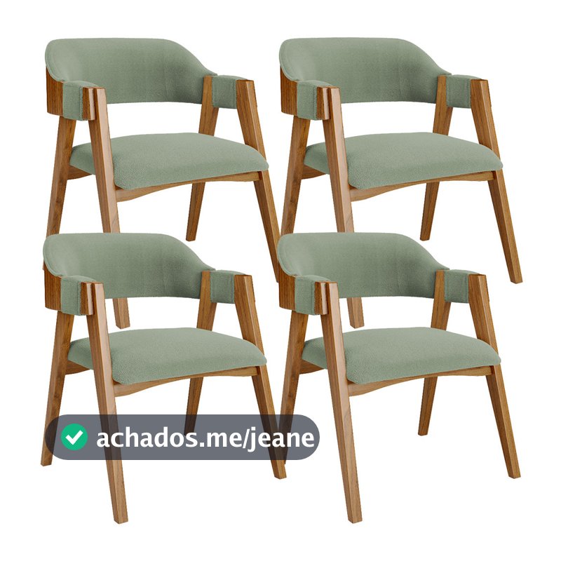 Kit 04 Cadeiras Para Sala de Jantar e Estar Living Estofada Suran L02 Bouclê Oliva - Lyam