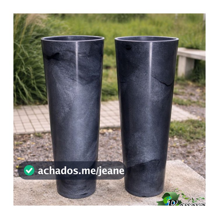 Kit 2 Vasos Para Plantas Cone Decorativo Luxo Coluna Ibiza Polietileno