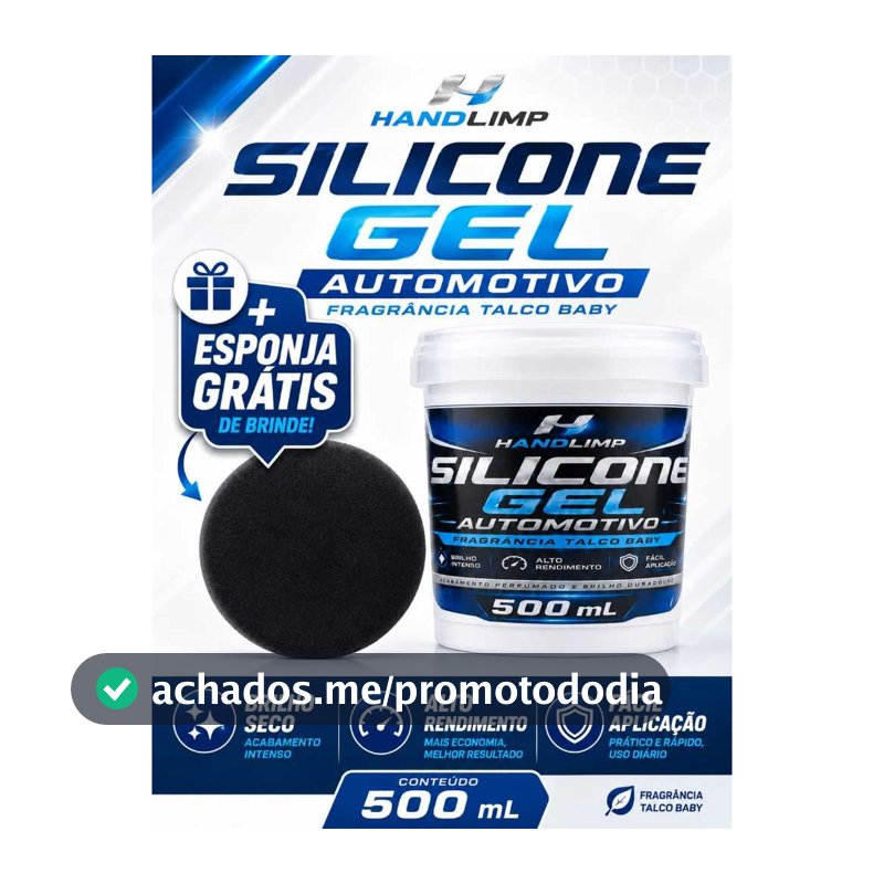 SILICONE GEL AUTOMOTIVO 500ML HANDLIMP BRILHO SECO ALTO RENDIMENTO + ESPONJA GRÁTIS