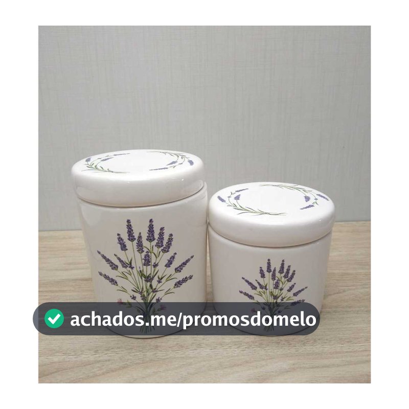 Par de Potes de Cerâmica Lavanda para Kit Higiene Bebe ou Lavabo Banheiro