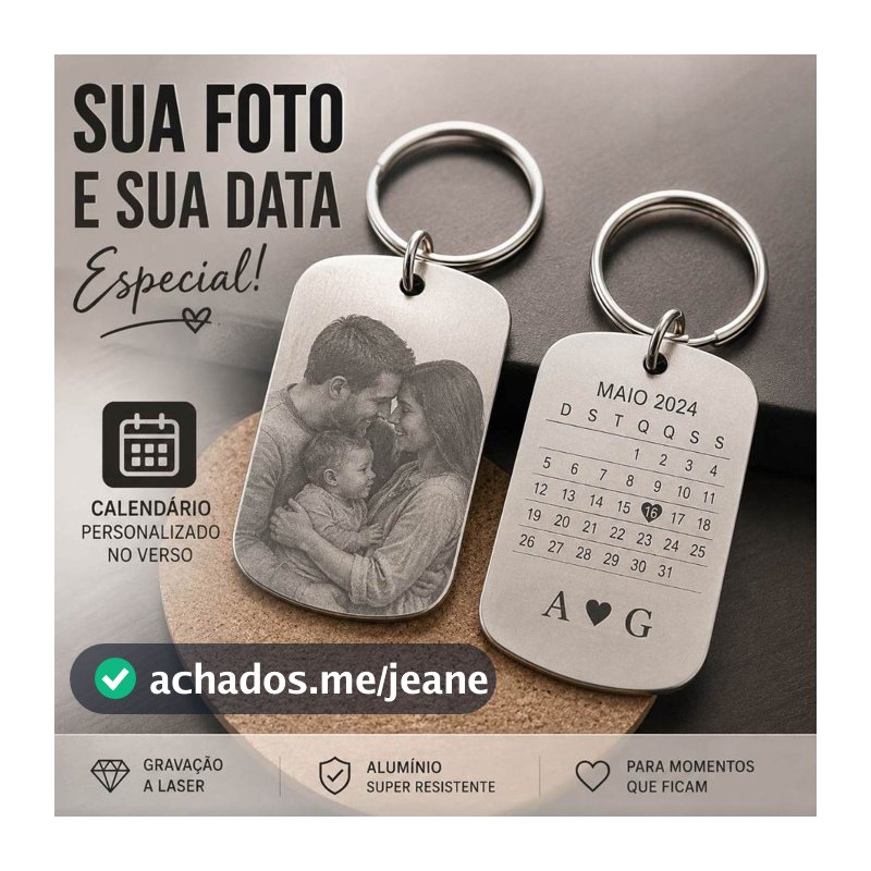Chaveiro Personalizado com Foto Gravação Realista metal inoxidável