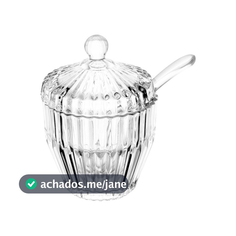 Açucareiro Wolff Imperatriz de Cristal 8cm x 8cm x 11cm Açucareiro para Mesa Posta Café e Chá Elegante Qualidade Cozinha