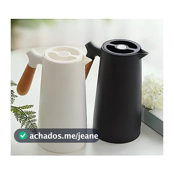 Vittak Garrafa Térmica Nórdica 1L Café Chá Bule Cabo Madeira Mesa Posta Botão Fixa Temperatura Wood 1 Litro