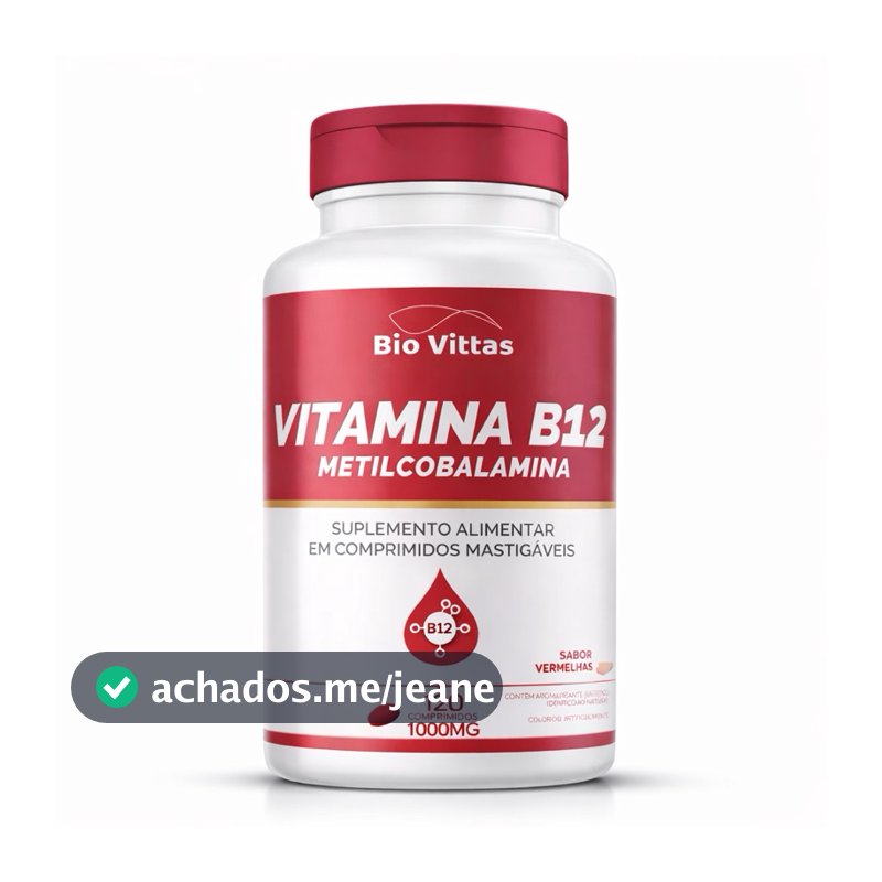 B12 Metilcobalamina 1000mcg Mastigável Sem Açúcar 120 Comprimidos Sabor Frutas Vermelhas Original Bio Vittas Dura 4 M.