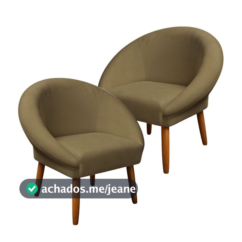 Conjunto 2 Poltronas Aconchegante Tecido Veludo para Sala de Estar Pés Palito Reforçado