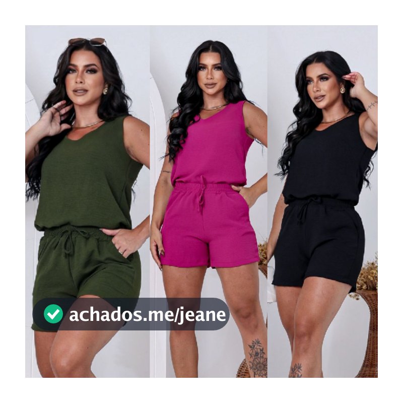 Conjunto Feminino Blusa Feminina Regata Soltinha Alça Larga + Short Conjunto Feminino de Luxo