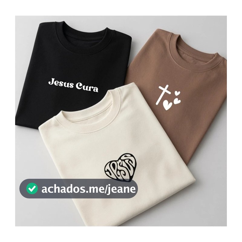 Camisetas Femininas Cristãs Jesus Cura Fé Estampadas Algodão Premium Gospel Evangélica