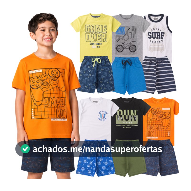Kit 6 Peças de Roupa Infantil Menino Conjunto Verão