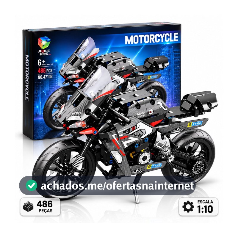 Moto Esportiva Technic Metal Storm 486 Peças Escala 1:10 Blocos de Montar COM CAIXA