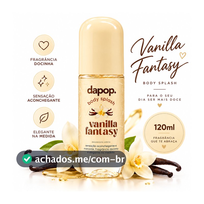 Body Splash Dapop Vanilla Fantasy120ml Com Fragrância De Baunilha