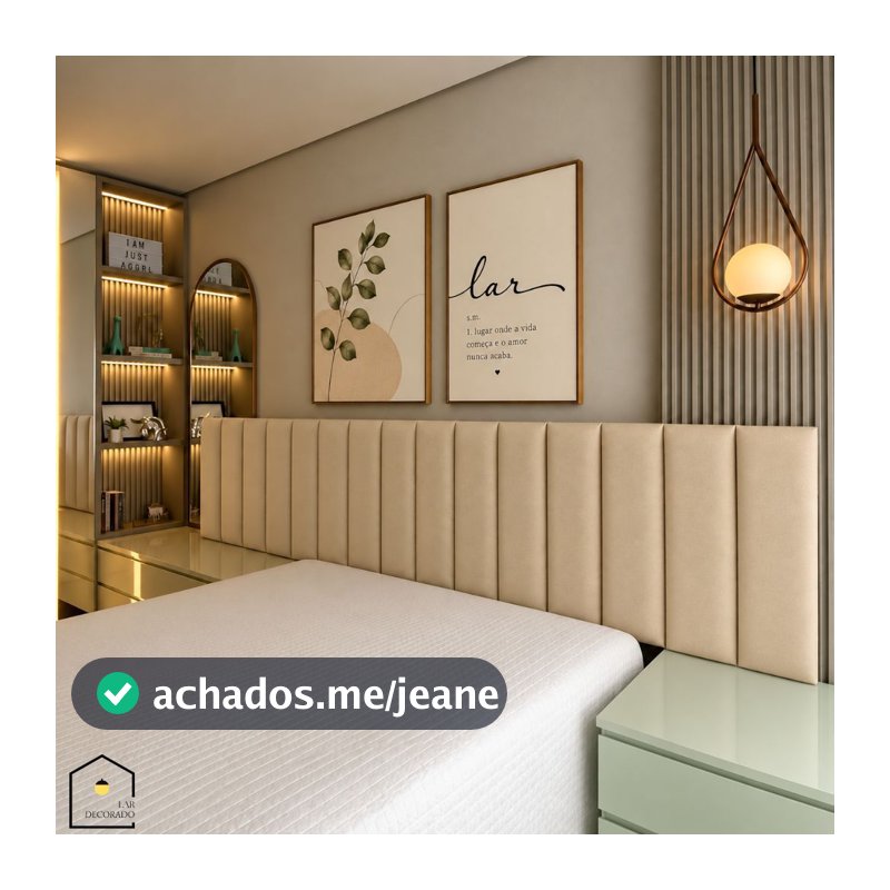 Kit 20 Placas Cabeceira Estofada 60x20cm | Modular e Autocolante
