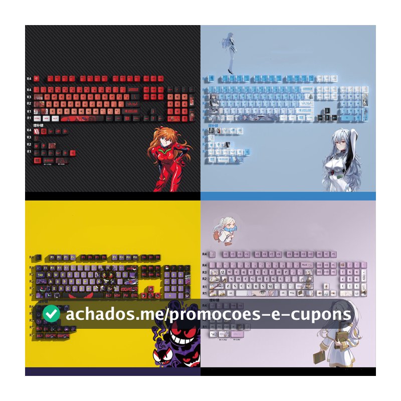 Pokemon Gengar Pudding Keycap Perfil OEM PBT EVA Asuka Kuromi Frieren CSGO Teclado Mecânico De Quatro Lados De Transmissão De Luz Sublimação De Tinta Keycaps Cool Anime 116