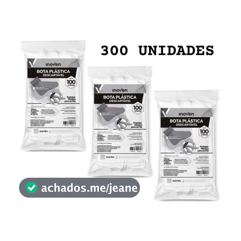 Bota Plástica Pro Pé Kit 300 Unidades Descartável Proteção Higiene Resistente Consultório