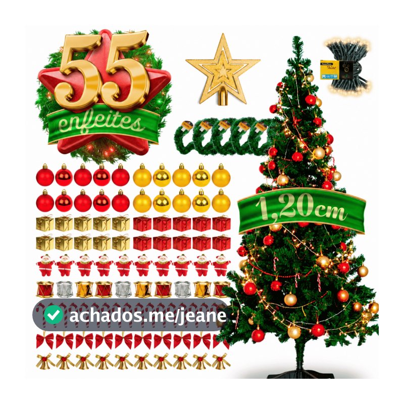 Árvore Natal Nevada Pinheiro 120cm Enfeitada Decorada Grande 1,20m Enfeite Mesa Completa Kit