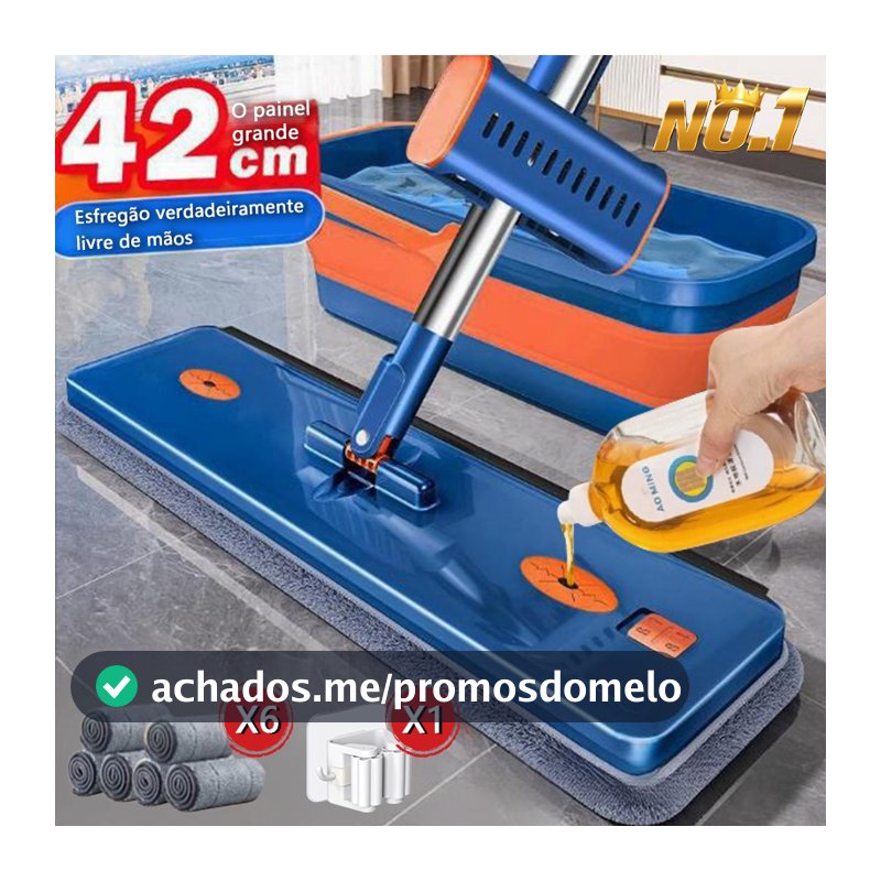 KIT 9  Conjunto De Esfregão E Balde Dobrável De Microfibra Com Raspador De Desaguamento S10