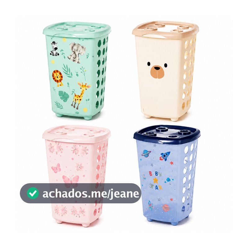 Cesto De Roupas Sujas Infantil Decorado 38 Litros Cesto De Roupas P/ Bebê Organização Decoração Quarto Infantil Plasútil