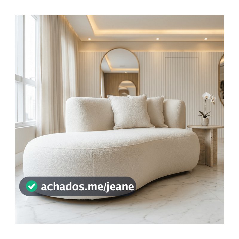 Sofá De Canto Boucle 160cm 2 Lugares Curvo Moderno Orgânico Decorativo Sala Quarto Recepção Confortável Resistente