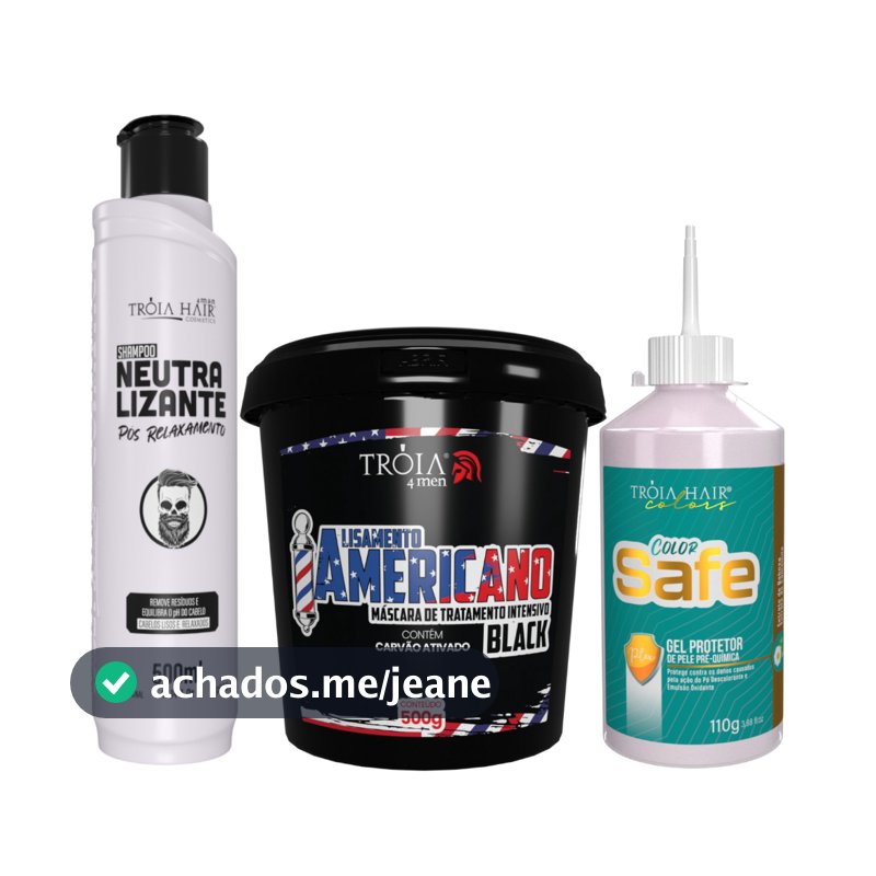 Kit Alisamento Americano Black 500g + Neutralizante 500ml + Color Safe 110g