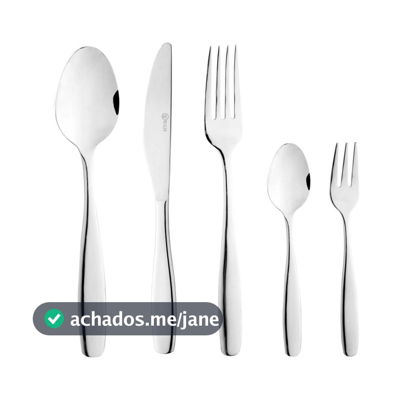 Faqueiro de Aço Inox 30 Peças Cannes Wolff para Talheres Sobremesa Requintado Sofisticado Completo Restaurante Refeições