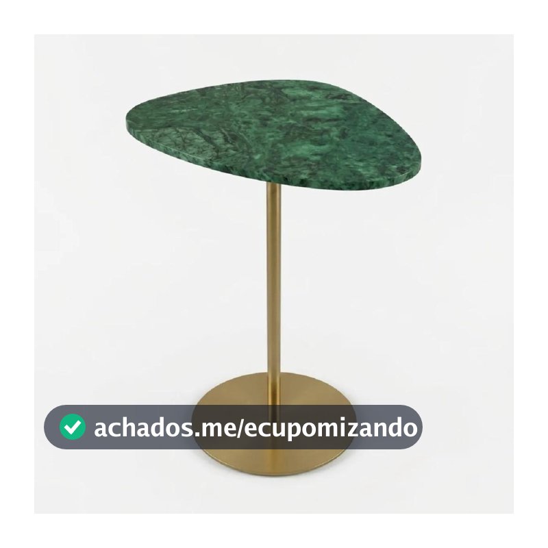 Mesa Lateral Dourada E Mármore Verde Guatemala Orgânico Verde