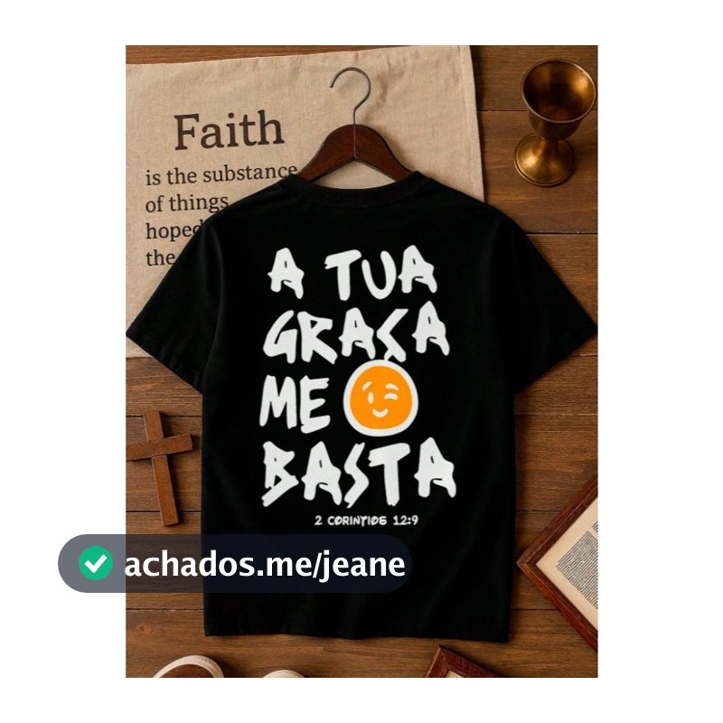 Camiseta Para Meninos Cristã A Tua Graça Me Basta Estampa Grande Camisa 100% Algodão